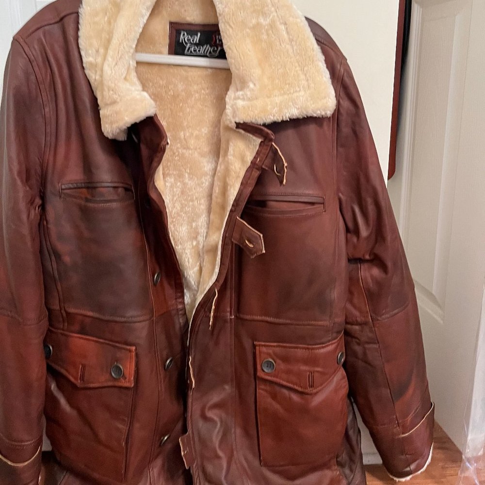 Real Leather Burgundy Jacket 2XL